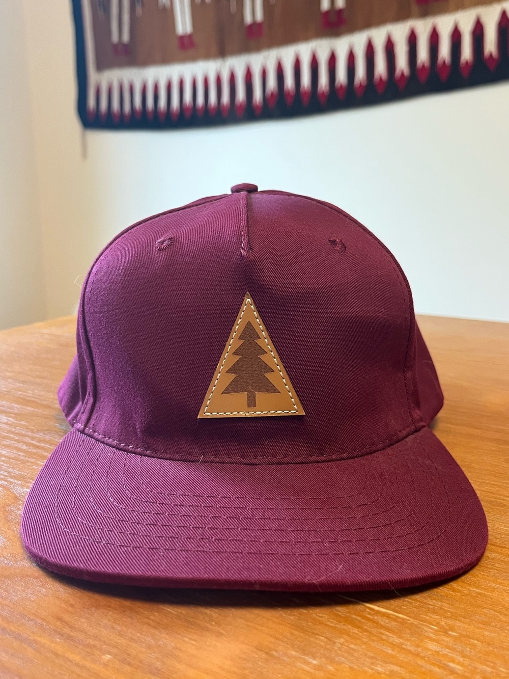 🧢🌲 The Landmark Project Burgundy Pine Tree Leather Patch Snapback Hat